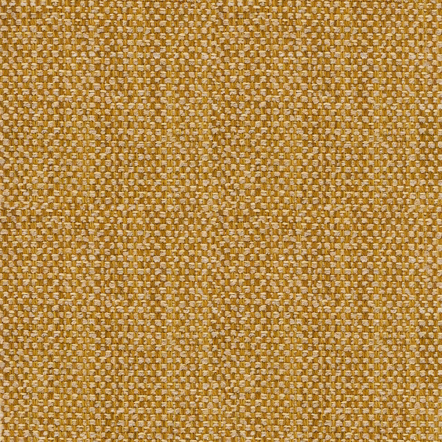 Close-up of ochre and cream small woven upholstery fabric with textured slubbed surface