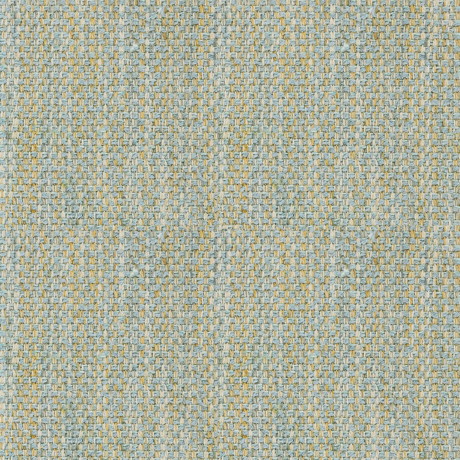 Close-up of powder blue and pale gold woven upholstery fabric