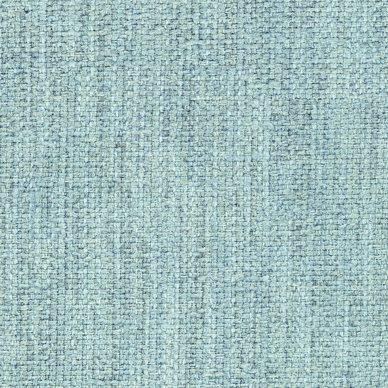 Close-up of a soft aqua blue woven upholstery fabric with textured basketweave