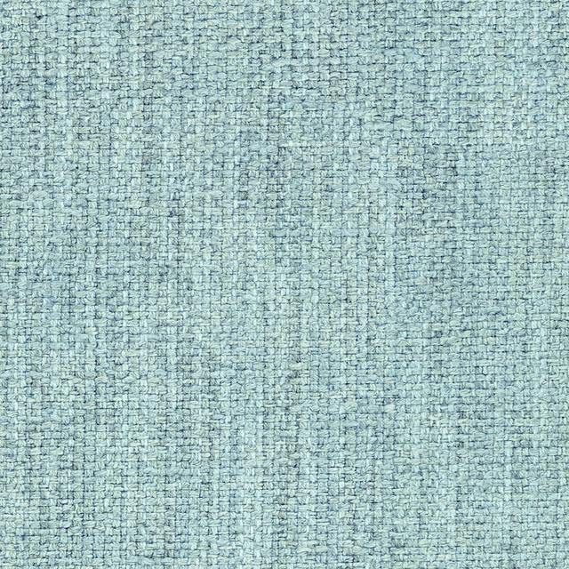 Close-up of a soft aqua blue woven upholstery fabric with textured basketweave