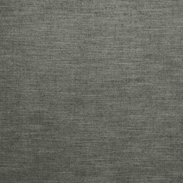 Close-up of dark graphite grey linen-blend fabric with subtle slubbed weave