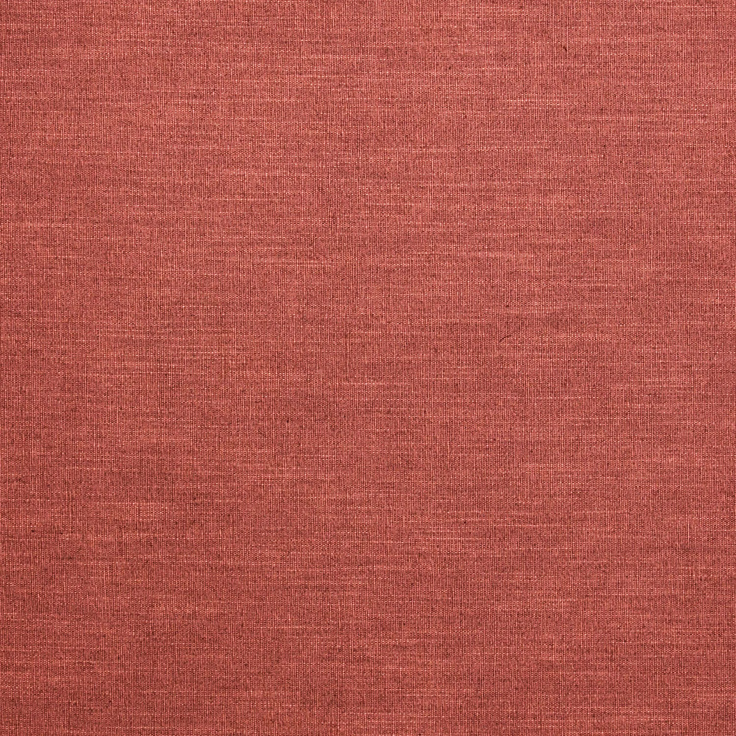 Warm terracotta-red plain linen blend with fine horizontal slub texture