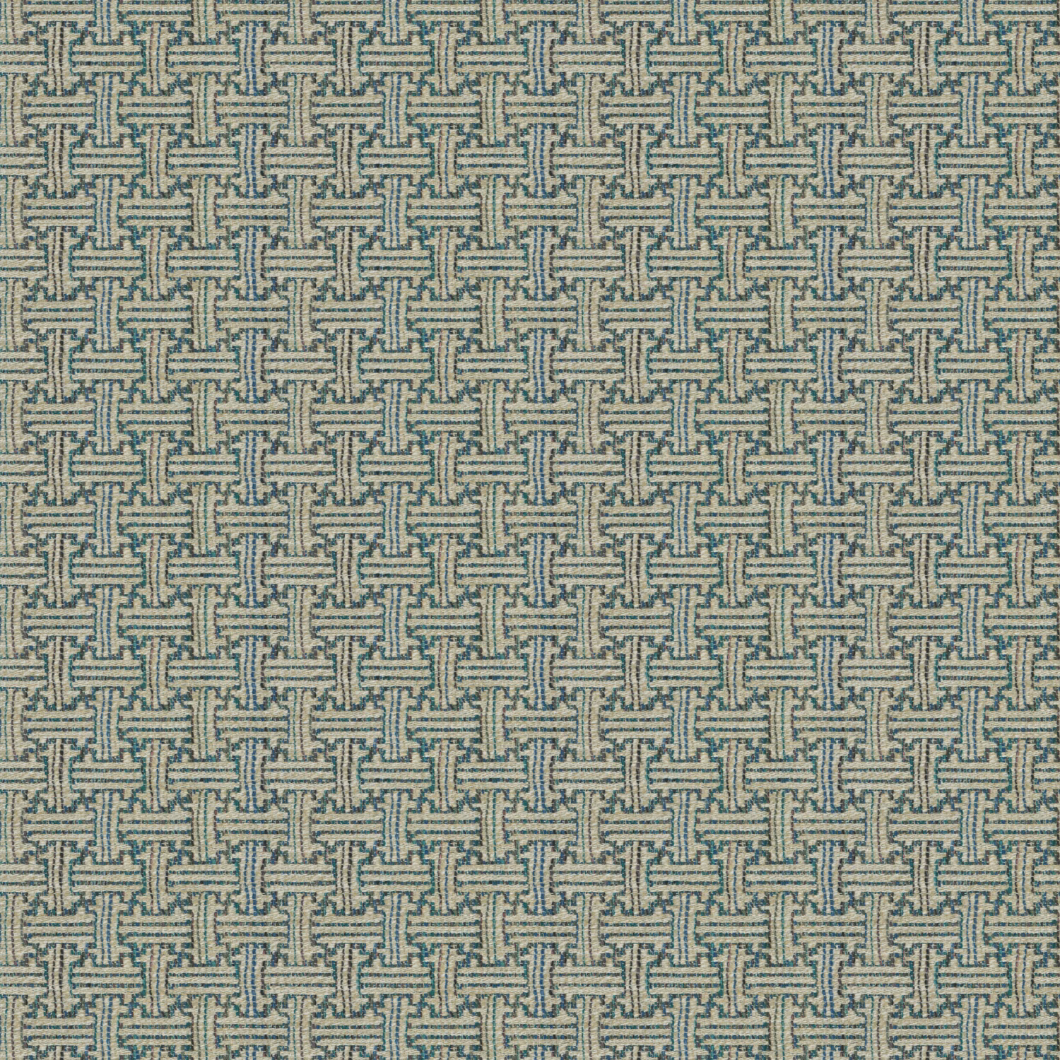 Cool blue-lilac woven fabric with small interlocking geometric lines