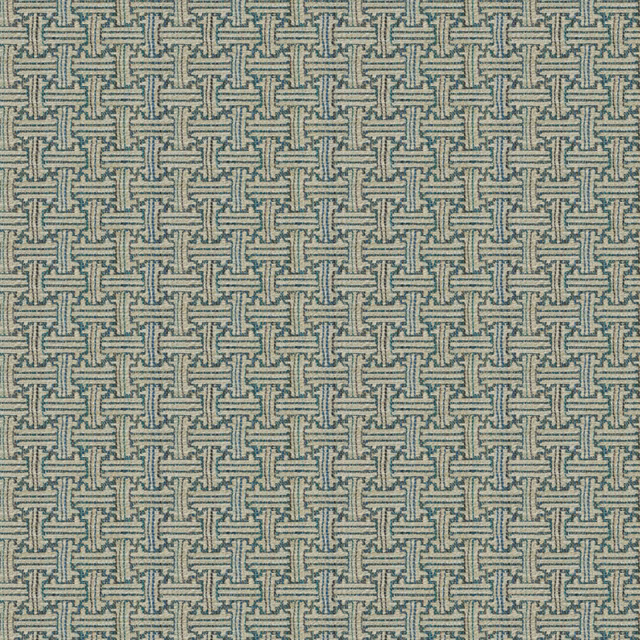 Cool blue-lilac woven fabric with small interlocking geometric lines