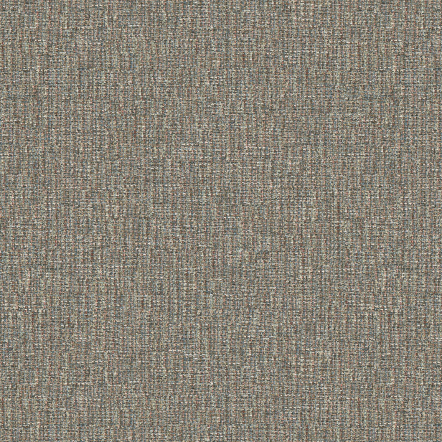 Close-up of muted blue-stone woven fabric with lilac and taupe flecks.