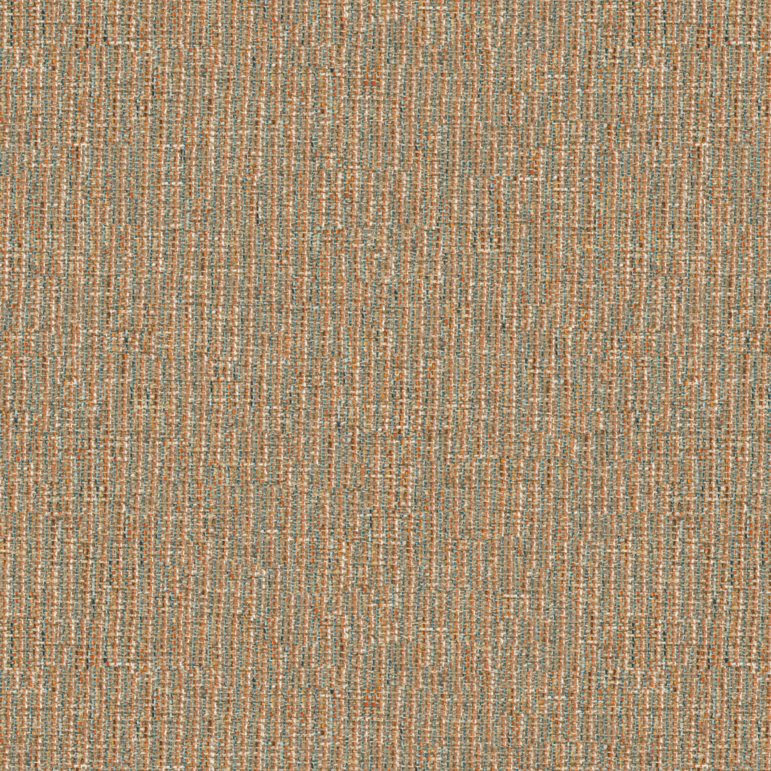 Warm taupe woven upholstery with fine aqua and rust vertical flecks