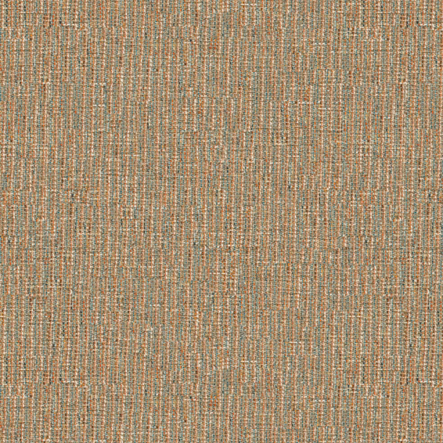 Warm taupe woven upholstery with fine aqua and rust vertical flecks