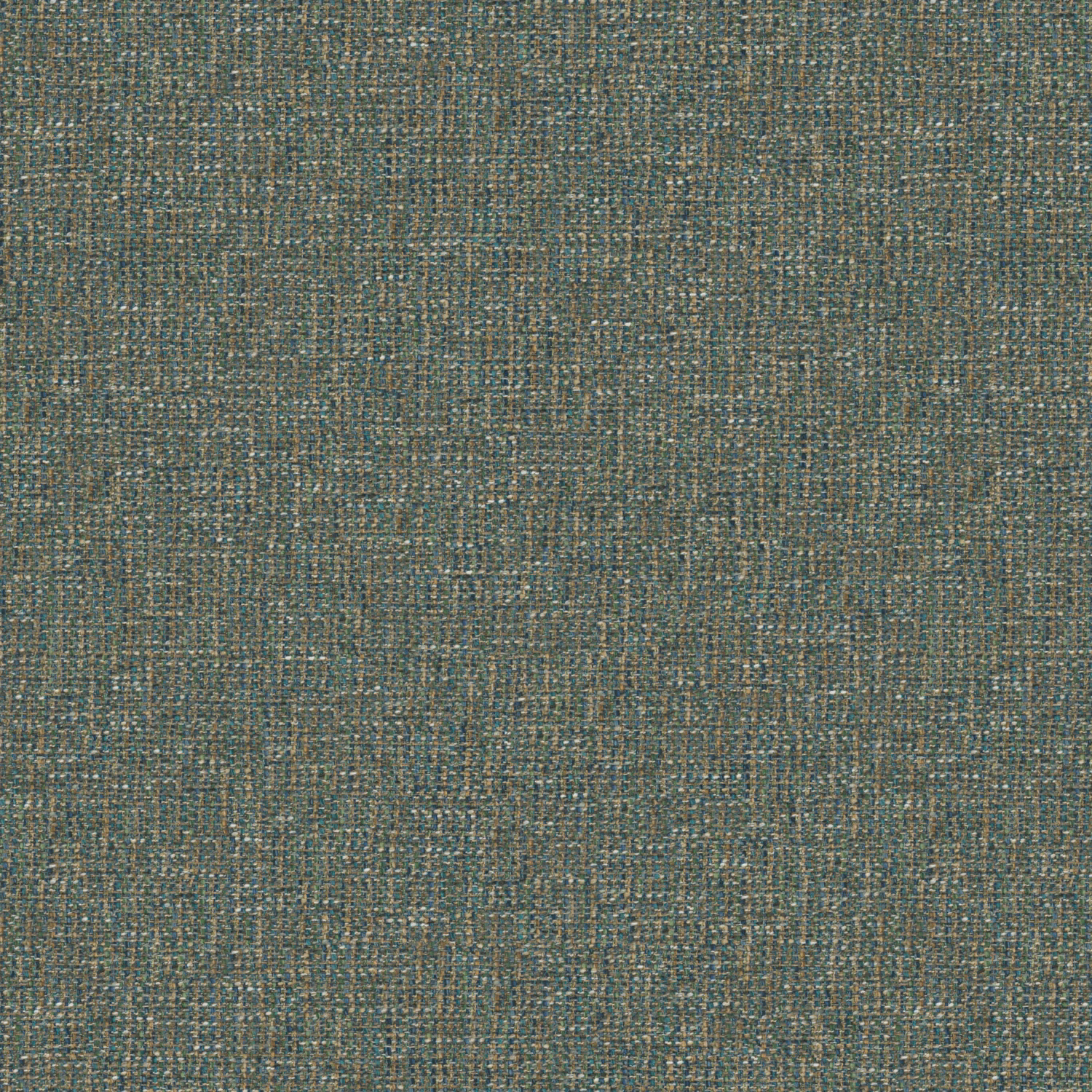 Muted lagoon teal woven upholstery with fine grey, beige and blue-green crosshatching