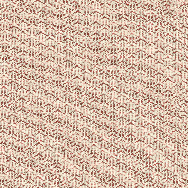 Cream woven ground with dense currant-red broken lattice motif