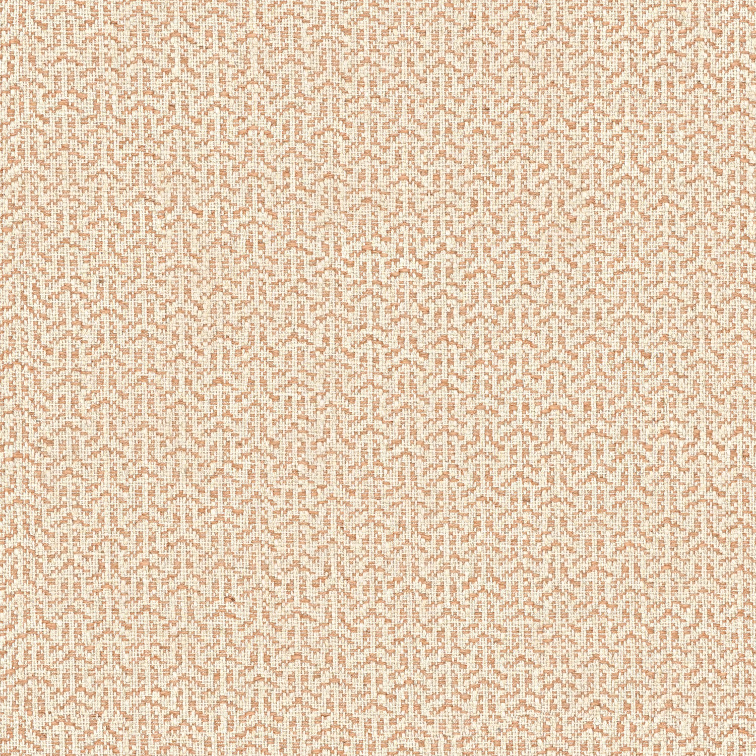 Cream woven upholstery with small warm mandarin trellis pattern and tactile texture