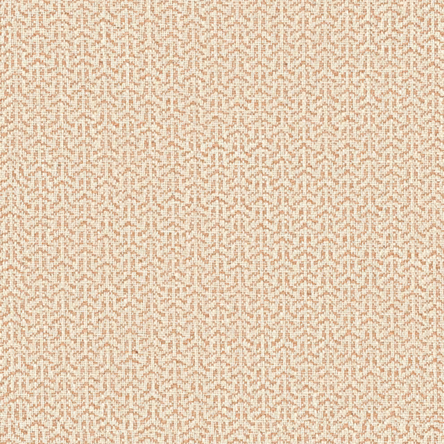 Cream woven upholstery with small warm mandarin trellis pattern and tactile texture