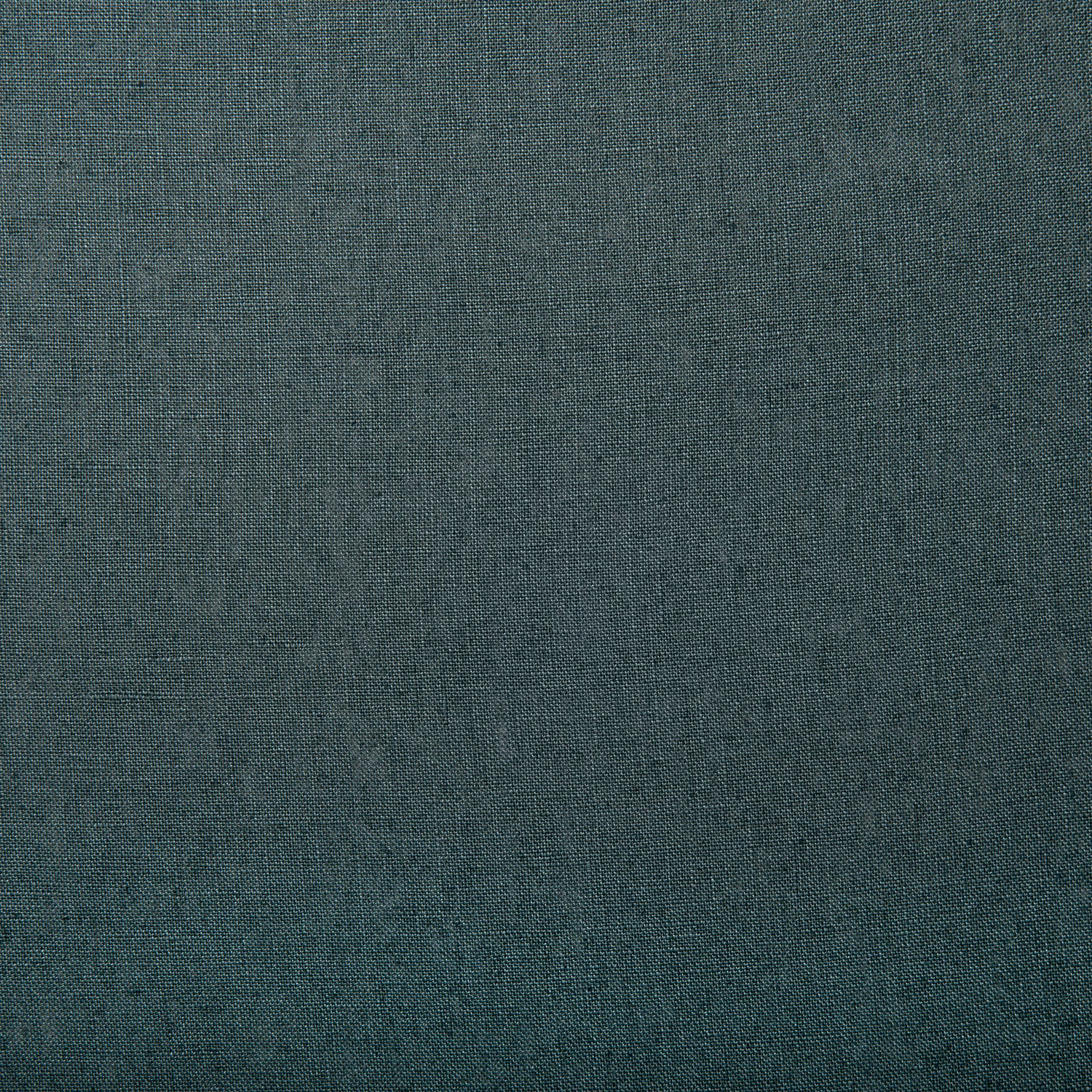 Close-up of deep blue-grey linen with fine plain weave and subtle teal slubs