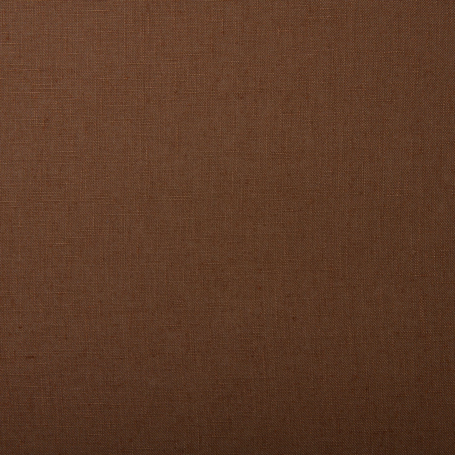 Warm nutmeg-brown linen swatch showing a fine, subtly slubbed plain weave
