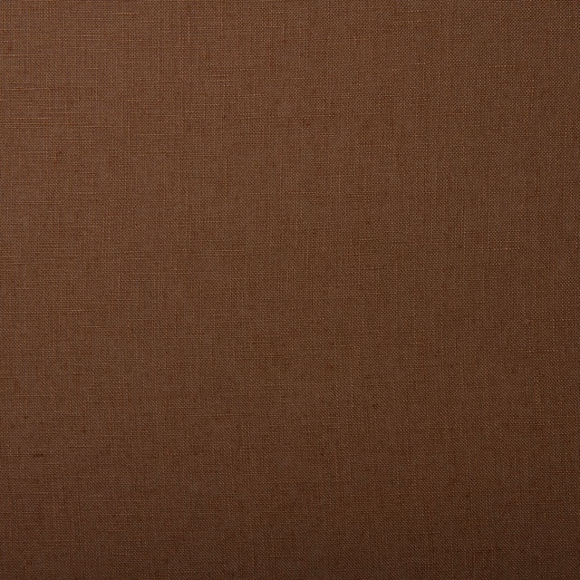 Warm nutmeg-brown linen swatch showing a fine, subtly slubbed plain weave