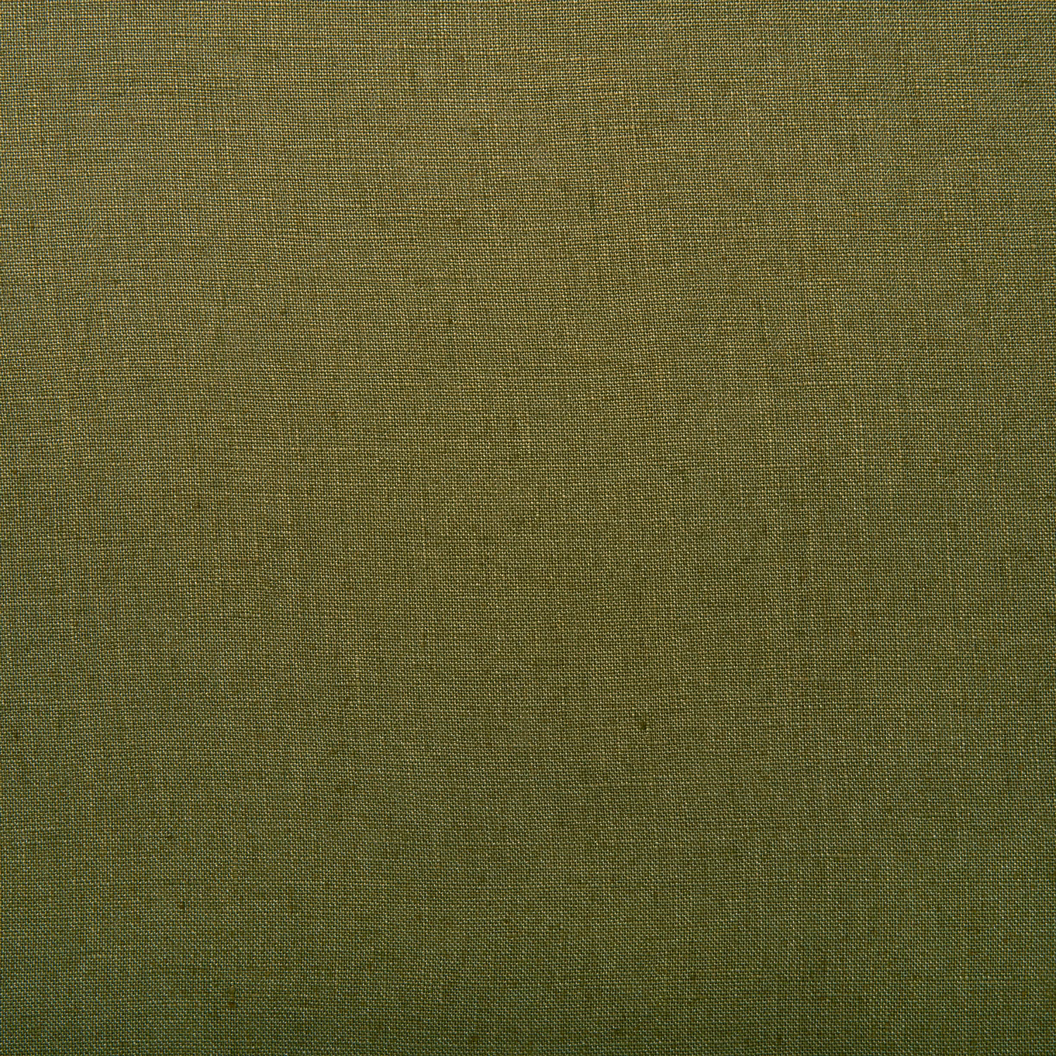 Close-up of muted olive-green linen with a fine, subtly varied plain weave