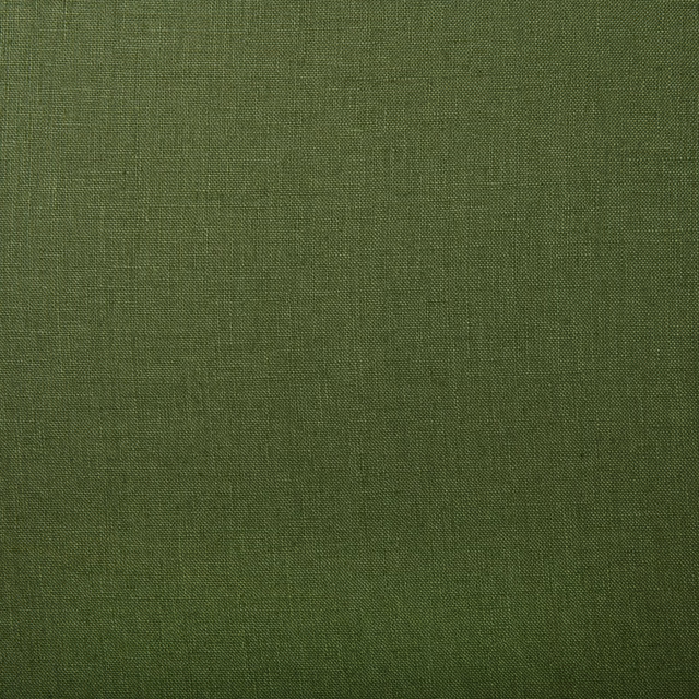 Muted seaweed olive-green linen with a fine, subtly flecked plain weave