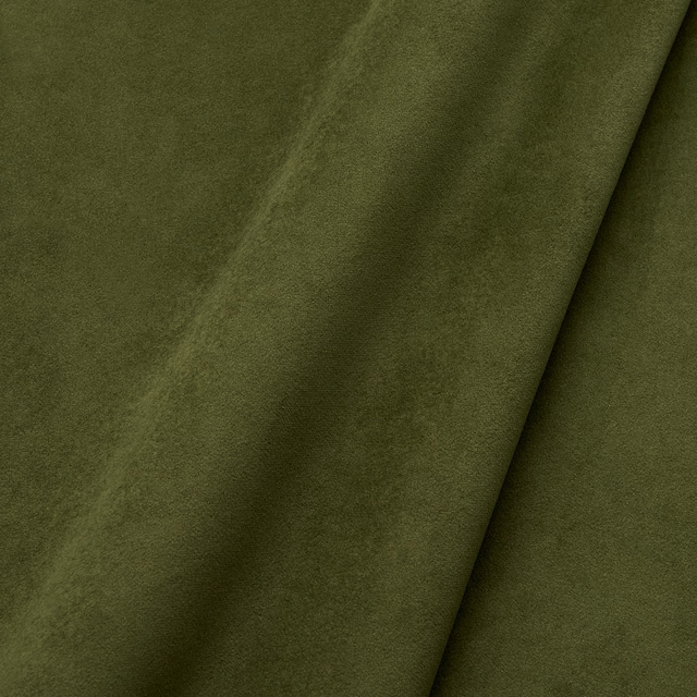 Deep fern olive velvet with a soft plain pile folding into dark tonal shadows