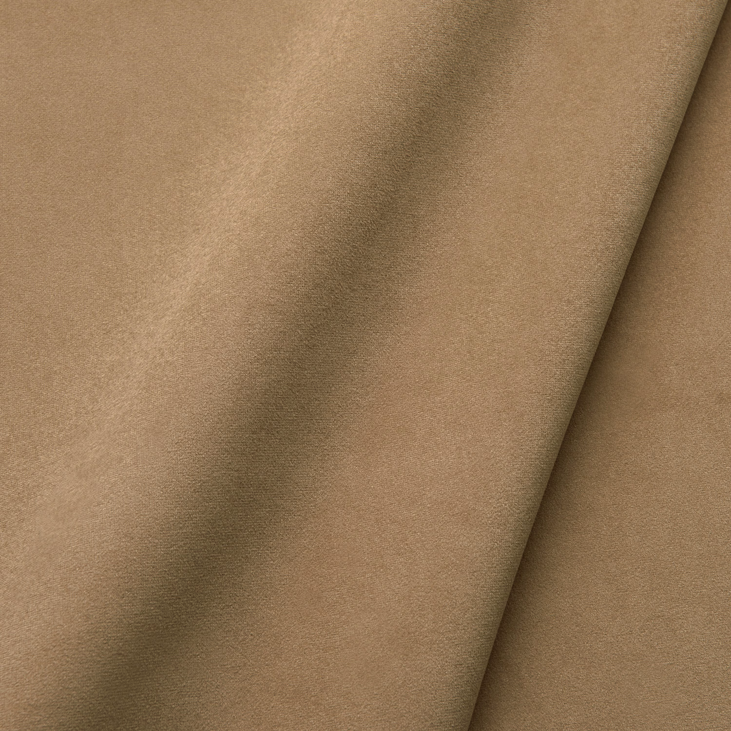 Warm fudge tan-brown velvet with soft directional sheen across folded pile