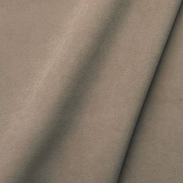 Mushroom-brown taupe velvet showing a softly shifting plain nap across folded swatch