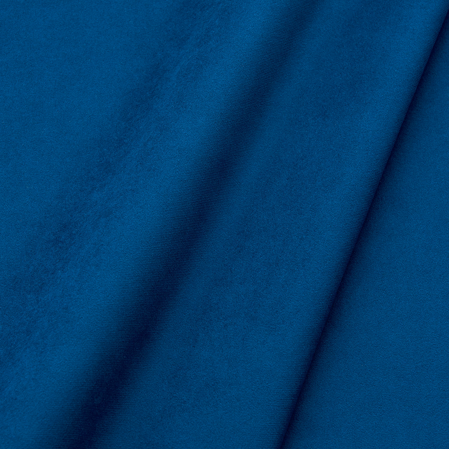 Deep sapphire-blue velvet with soft pile and diagonal draped folds