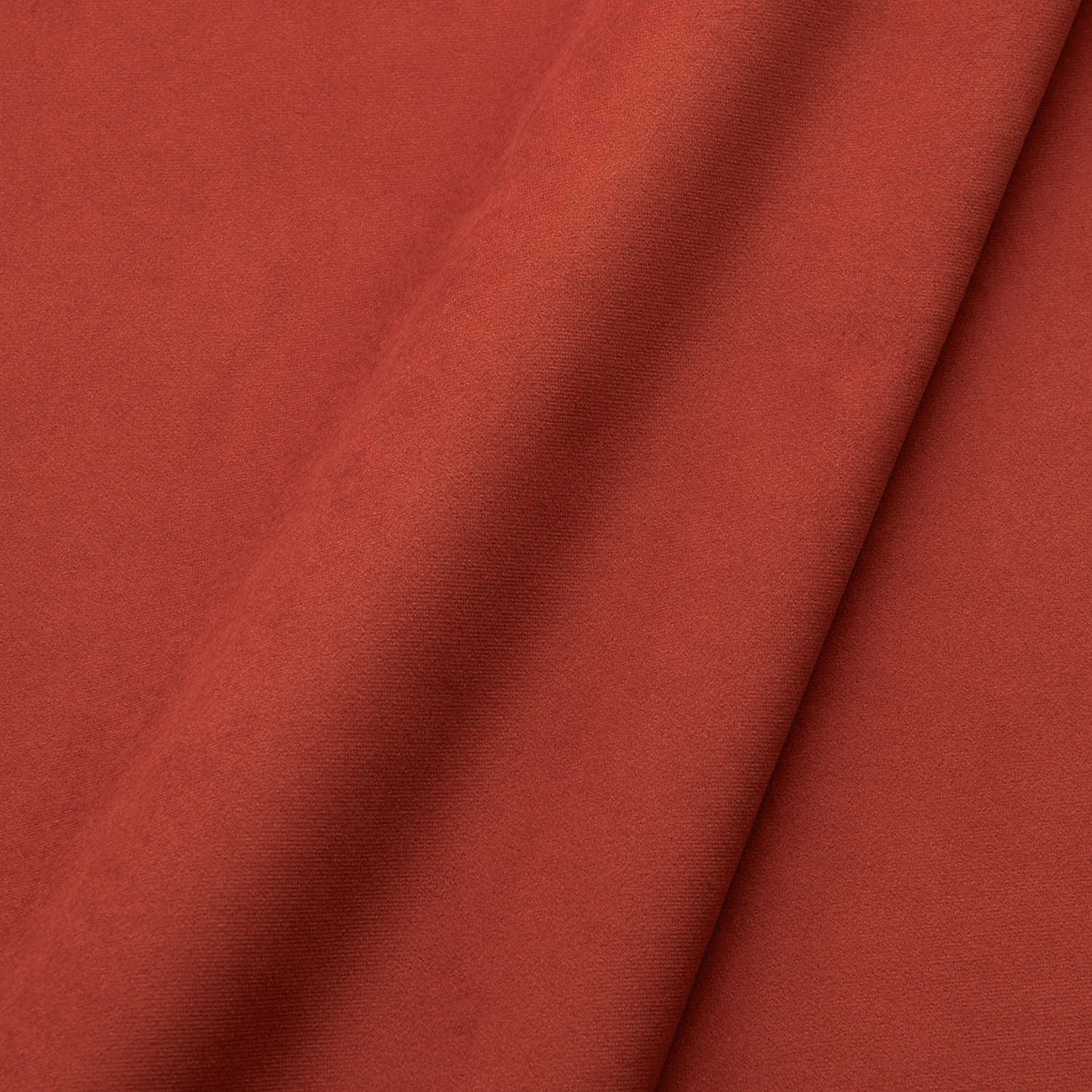 Saturated tomato-red plain velvet with softly shifting low-pile texture
