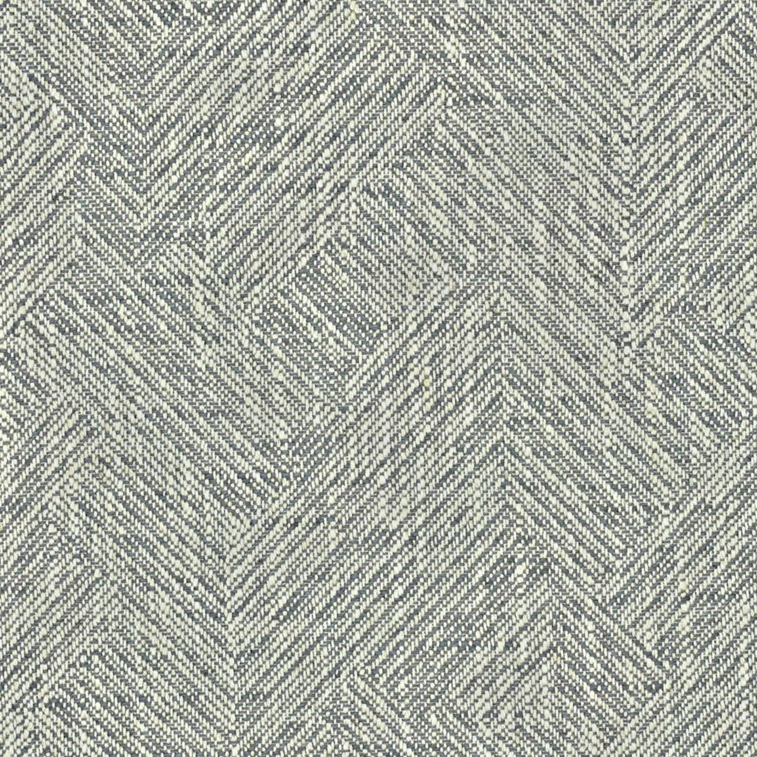 Close-up of cool pewter grey woven fabric with fine angular trellis motifs