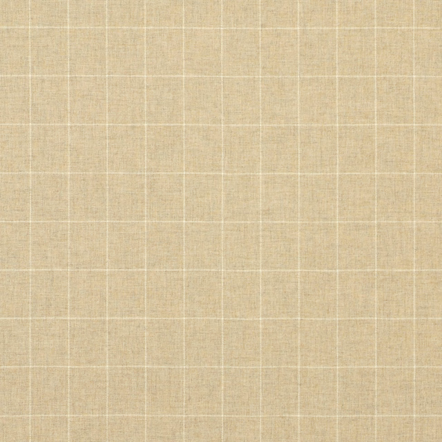 Warm oat-beige woven textile with a fine pale windowpane check