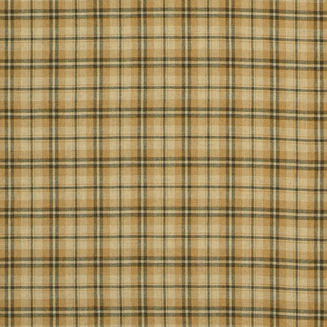 Muted beige plaid with olive and brown lines in a softly textured weave