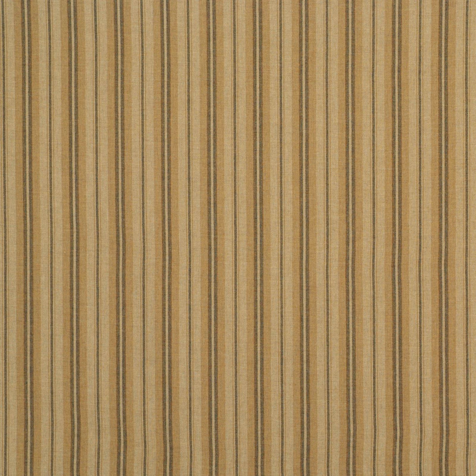Warm beige woven fabric with narrow olive, grey and brown vertical stripes