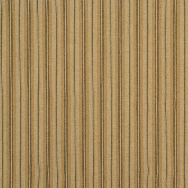 Warm beige woven fabric with narrow olive, grey and brown vertical stripes