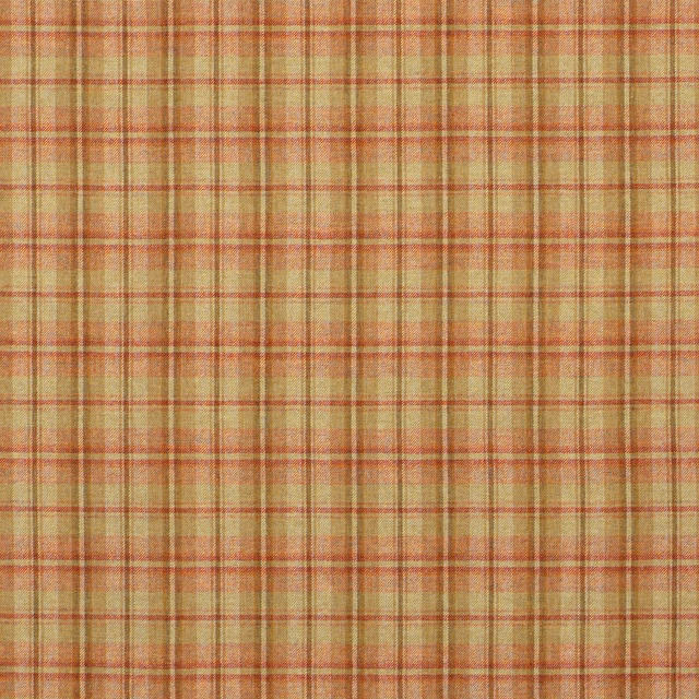 Warm oat plaid with terracotta and olive lines in a softly woven texture