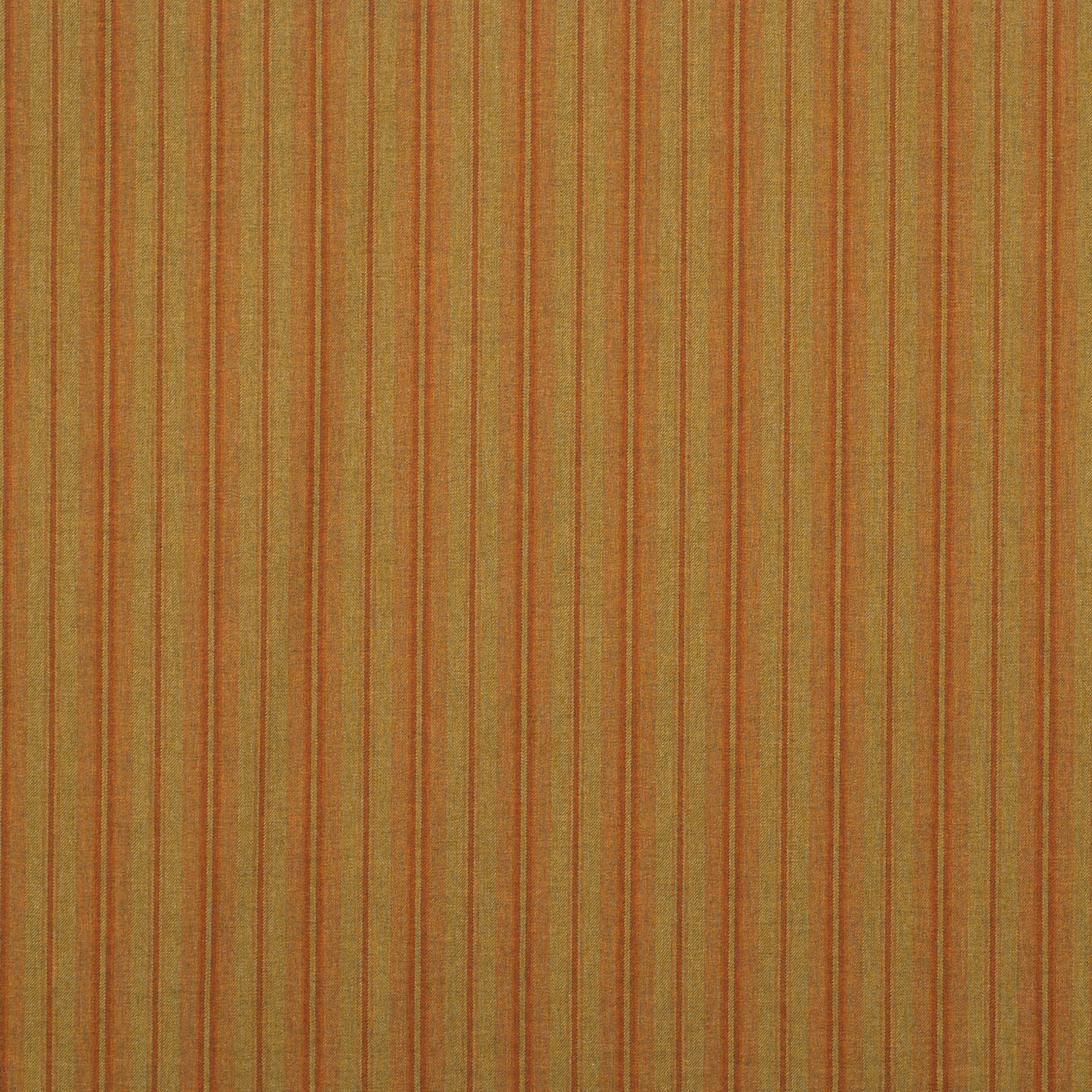 Warm ochre woven fabric with fine rust, olive and brown vertical stripes
