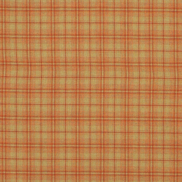 Warm ochre and terracotta woven plaid with fine intersecting lines