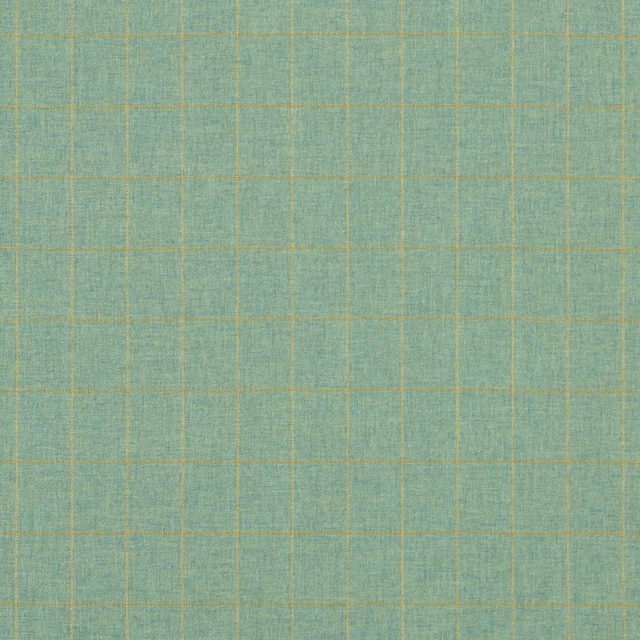 Muted aqua-teal woven check with fine golden grid lines and tactile texture