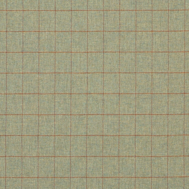 Soft sage woven check with fine rust-red lines and subtle textile texture