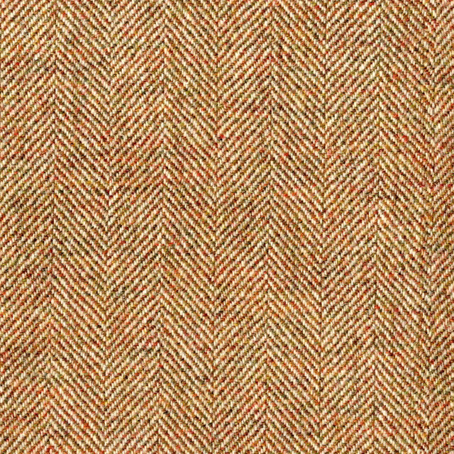 Warm beige woven fabric with fine rust and cream herringbone chevrons