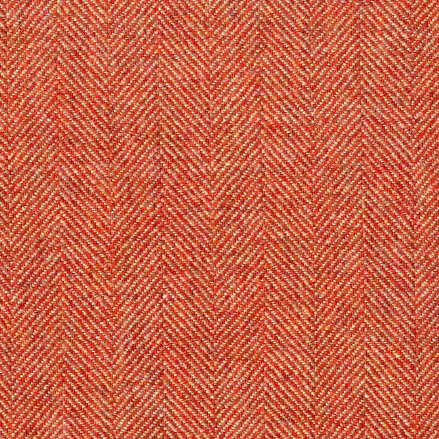 Warm terracotta red fabric with fine cream herringbone weave and tactile ridges