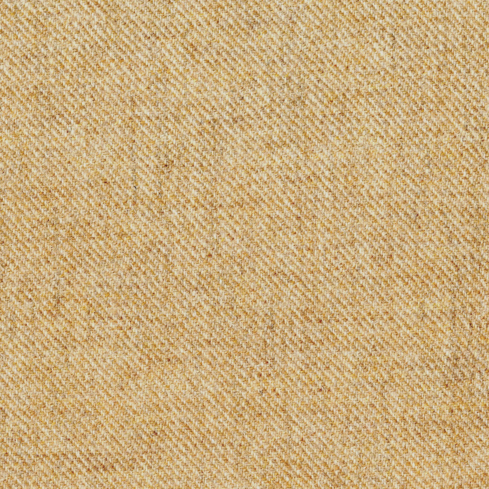 Warm golden beige fabric with a fine diagonal herringbone weave and softly flecked texture
