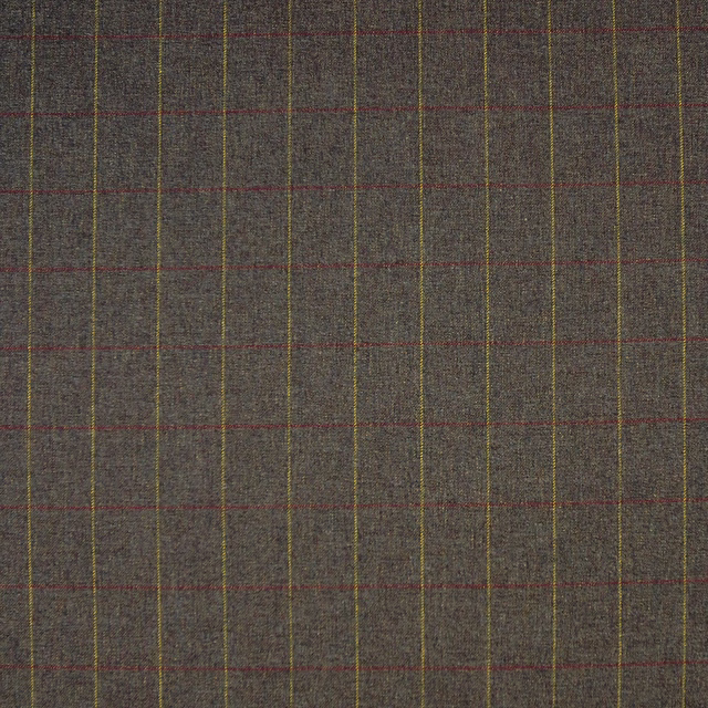 Charcoal taupe woven plaid with fine olive and muted red crossing lines