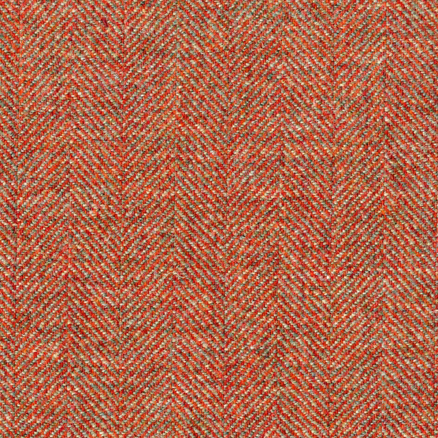 Muted coral-red and grey herringbone weave with a softly textured surface