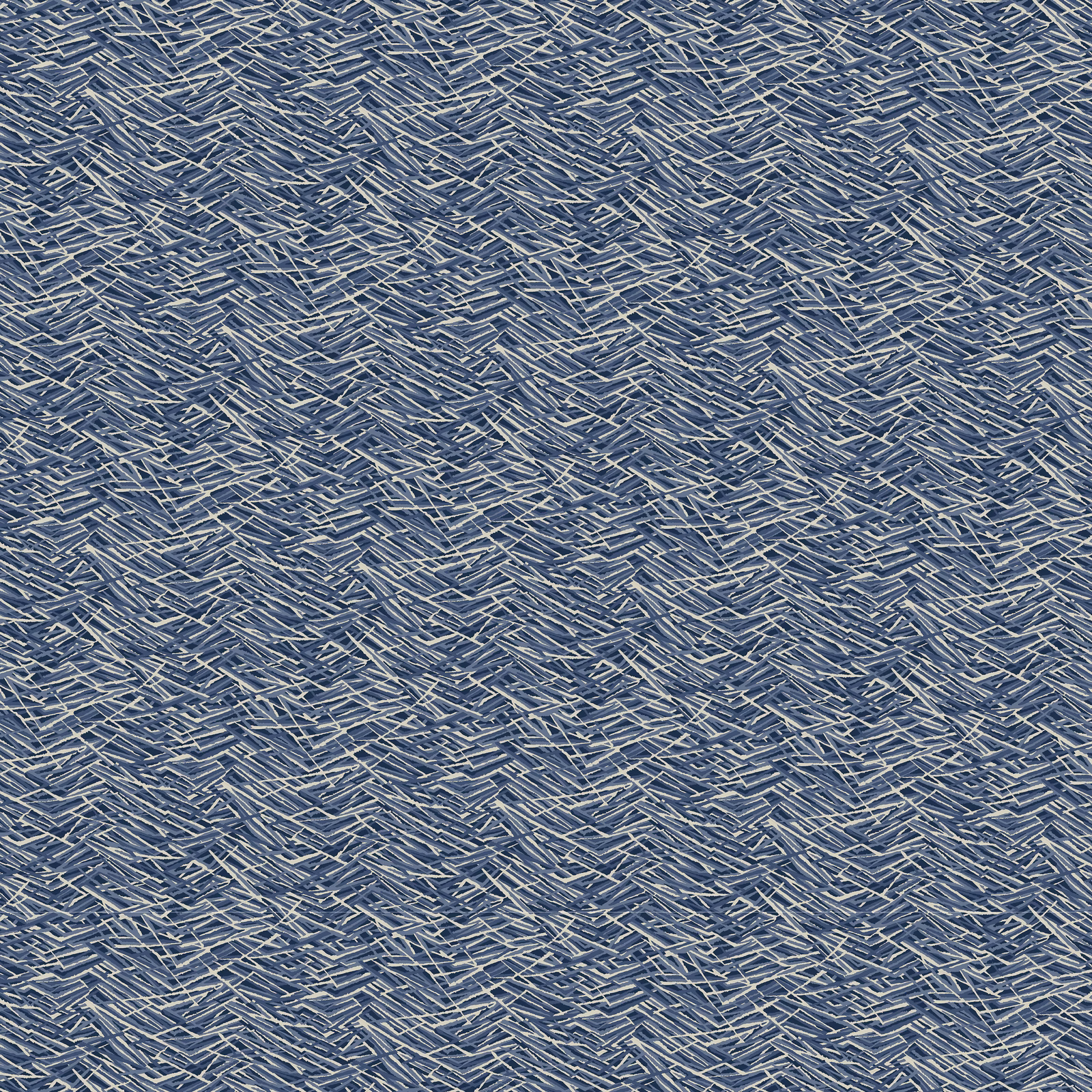 Indigo fabric with dense pale blue and lilac angular abstract linework