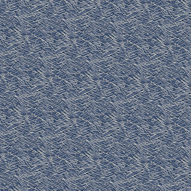 Indigo fabric with dense pale blue and lilac angular abstract linework