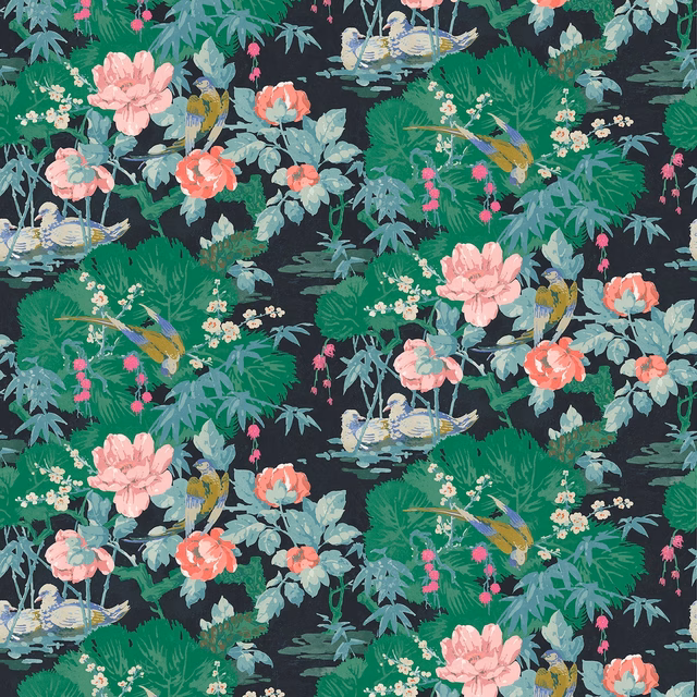 On The River Aqua fabric