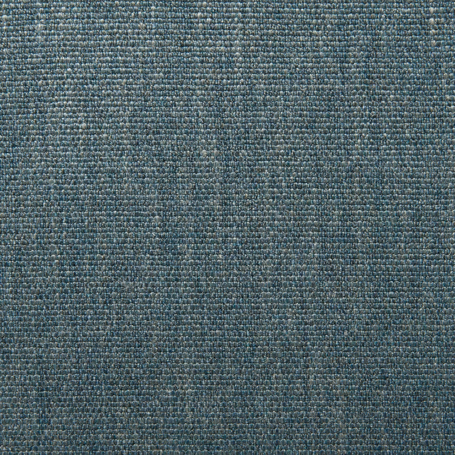 Close-up of muted denim-blue plain weave with nubby grey and teal texture