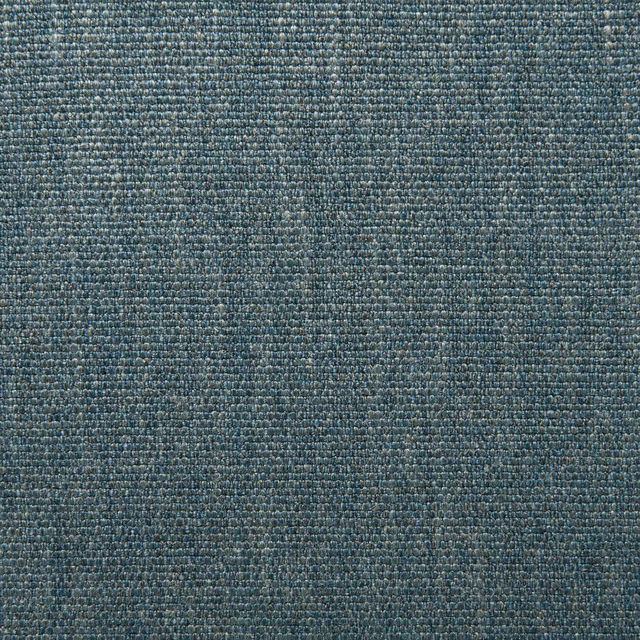 Close-up of muted denim-blue plain weave with nubby grey and teal texture