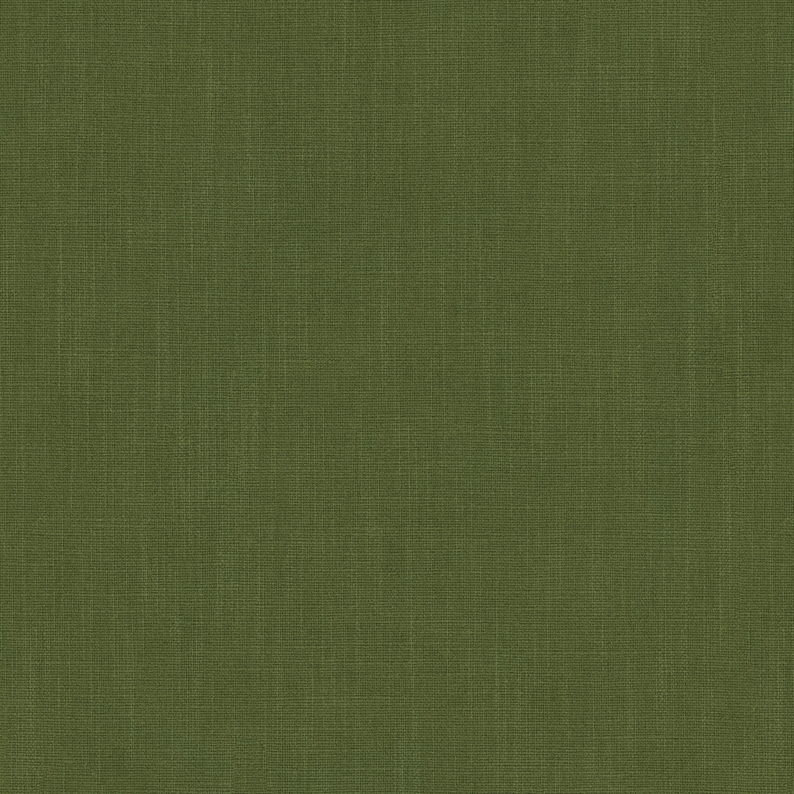 Close-up of plain muted moss green woven fabric with fine texture
