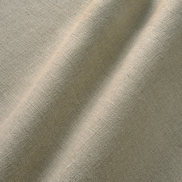 Warm taupe linen weave showing fine crosshatch texture and softly shaded folds