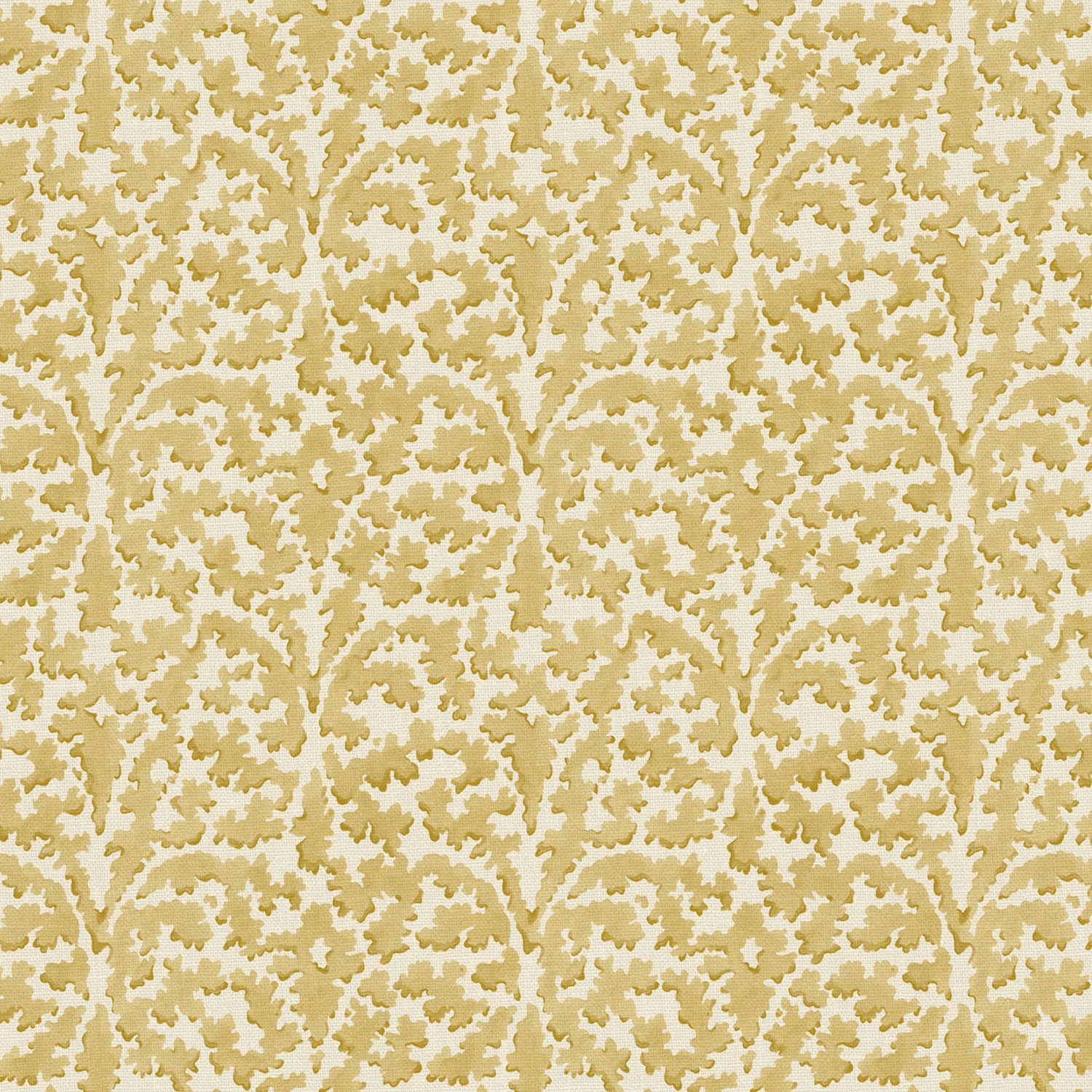 Cream linen with small mottled ochre botanical branches and leafy silhouettes