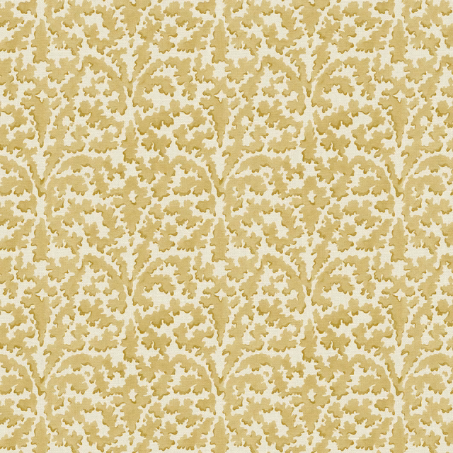 Cream linen with small mottled ochre botanical branches and leafy silhouettes