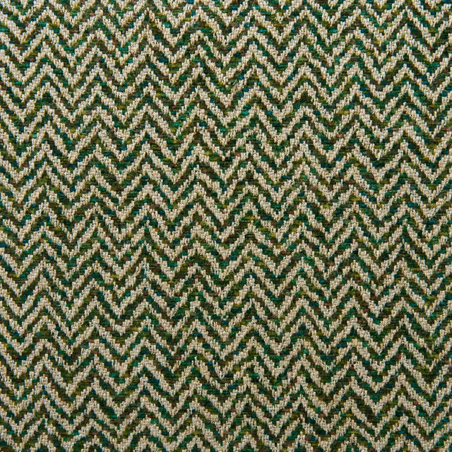 Forest-green and cream small-scale zigzag herringbone weave with flecked texture
